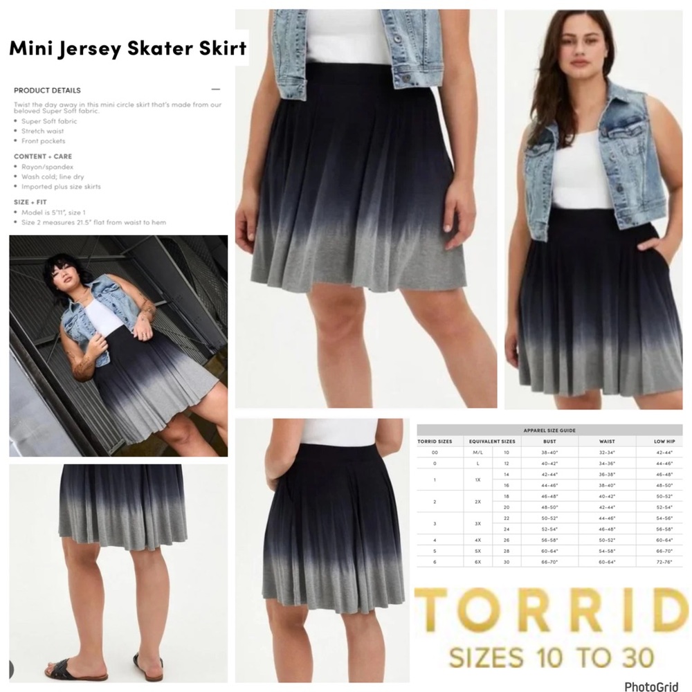 Torrid 1 plus size ombré super soft jersey skater skirt